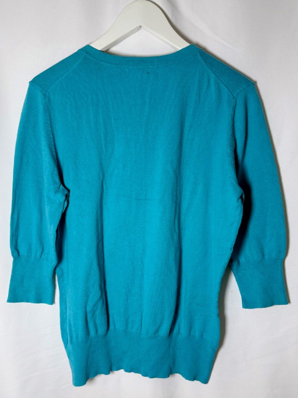 Merona Women's Teal Button Front Cardigan Sweater 3/4 Sleeve Size L - Picture 4 of 6